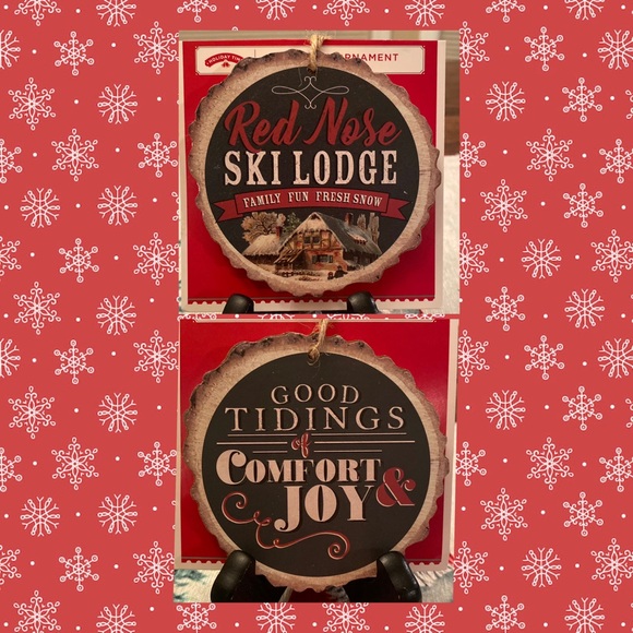 Vintage Retro Rustic Themed Christmas Wood Slices Hanging Ornaments Set of 12 - Picture 7 of 12